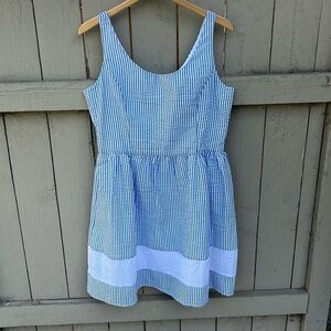 Duffield Lane Blue and White Striped Dress Nautical Preppy Summer Vacation Beach